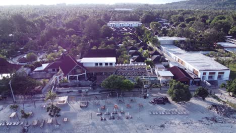 aerial view of a tropical beachfront resort