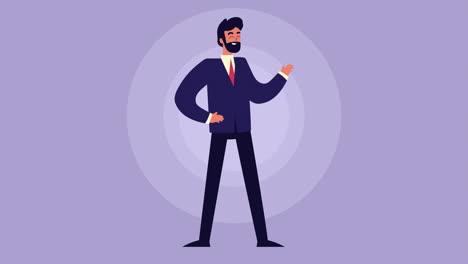 bearded elegant businessman character animation