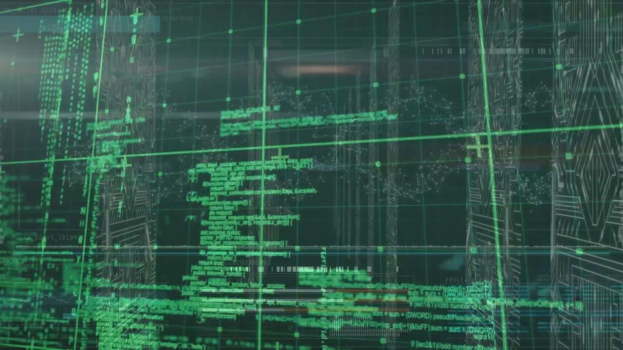 animazione di schede di circuiti e elaborazione dei dati su rete