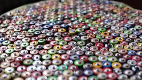old batteries for recycling used alkaline battery pattern background top view preparations for recycling or utilization dozens of types sizes colors of used batteries and accumulators