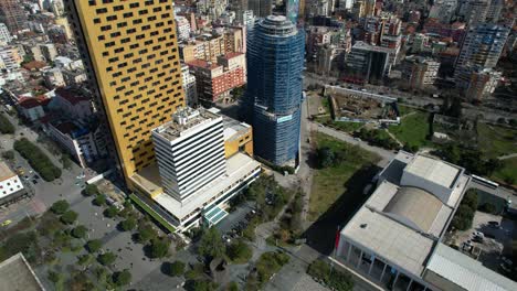 Tirana's-Skyline:-A-City-Evolving-with-Tall-Towers-Rising-Around-Its-Center,-Reflecting-Modernity-and-Urban-Development-Trends