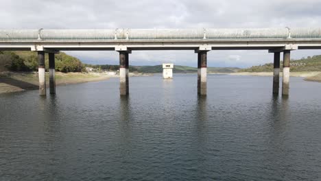 barrage dam flume water aerial drone