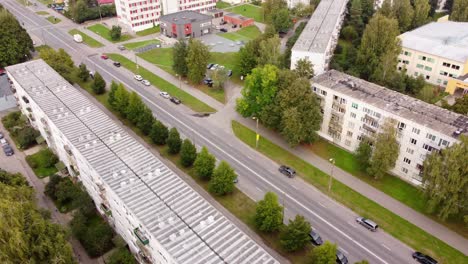 riga living district of purvciems, aerial drone view