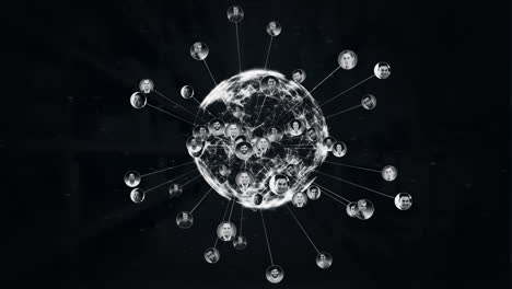 animación del globo girando con personas fotografías sobre fondo negro