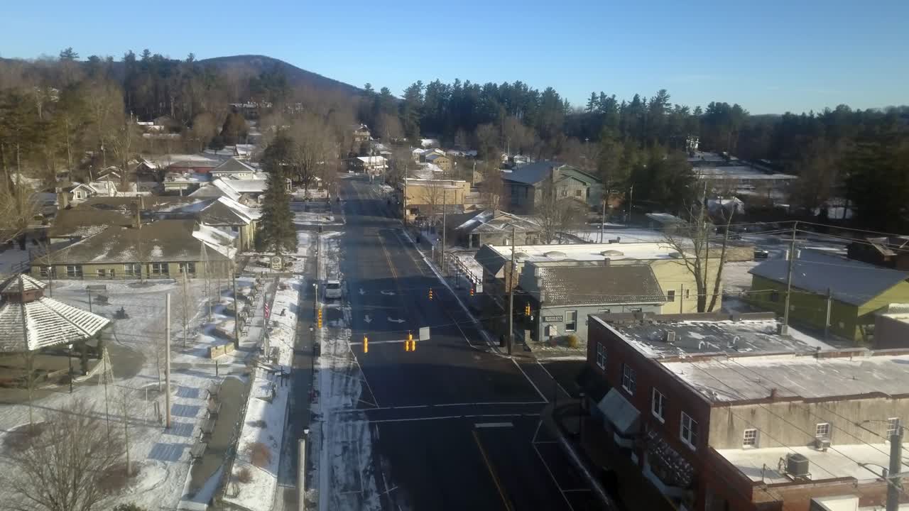 Aerial Push, Blowing Rock NC in Snow