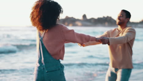 beach, dancing and couple with love