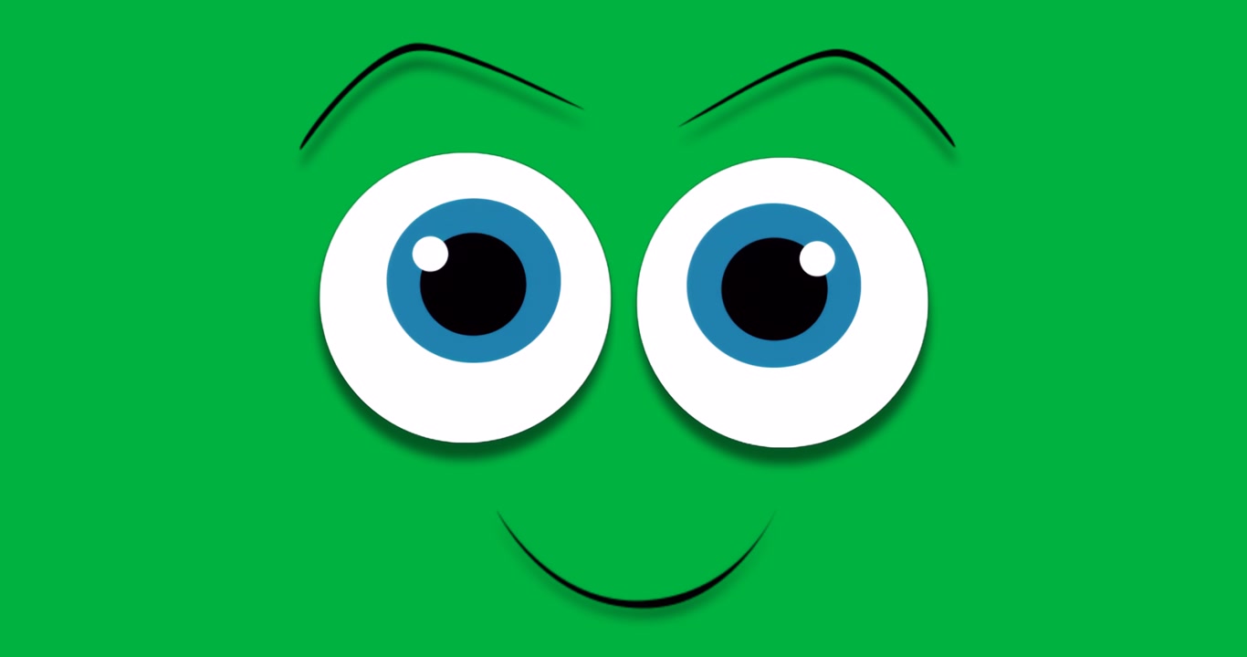 Olhos de desenho animado flutuando em fundo transparente, destacando o design de UI para marketing digital.