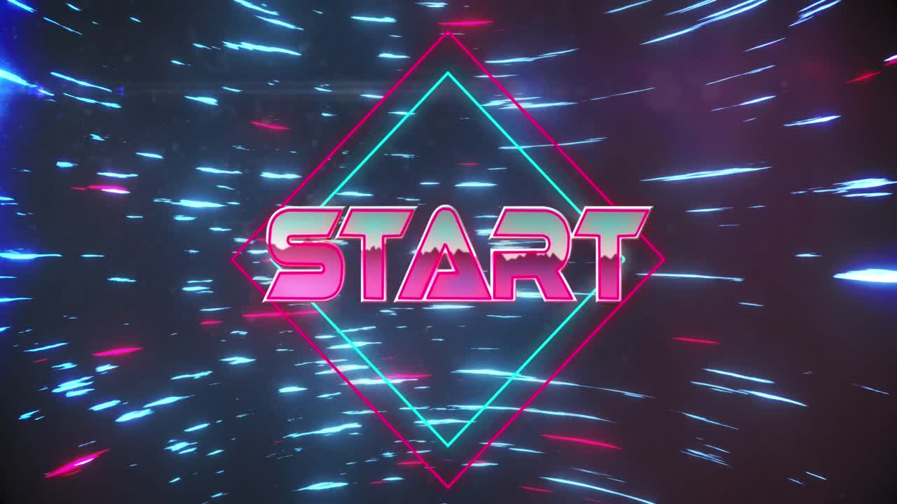 Animation of start text over moving light trails