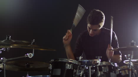 drummer playing drum kit shot on r3d