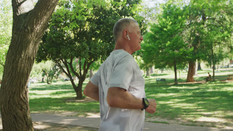 hombre mayor corriendo en el parque