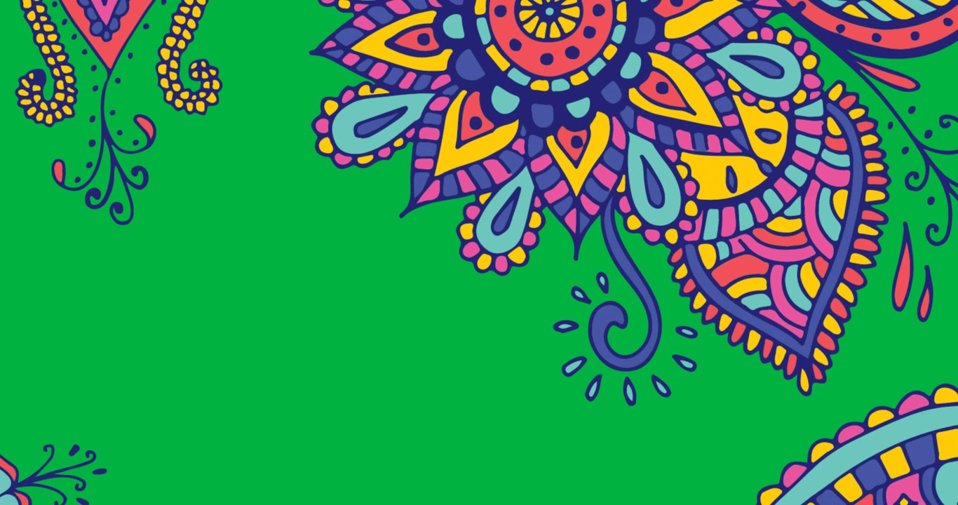 Animazione digitale di un motivo di design astratto e colorato con spazio per il testo su sfondo nero.
