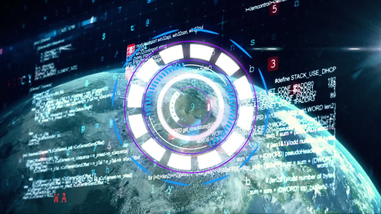 animación del escaneo de alcance en todo el mundo y procesamiento de datos