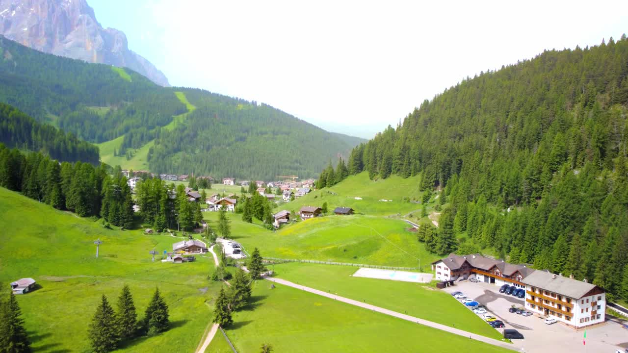 Green Meadows And Spruce Forests In Vallunga, South Tyrol, Italy - Aerial Shot