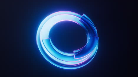 dark gem glass with neon light effects, 3d rendering.