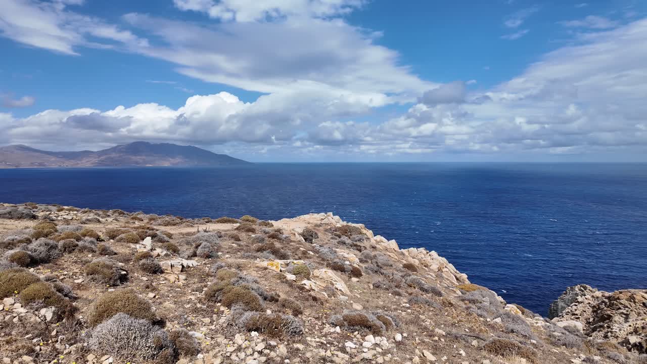 rugged coastal shoreline of Mykonos, Greece