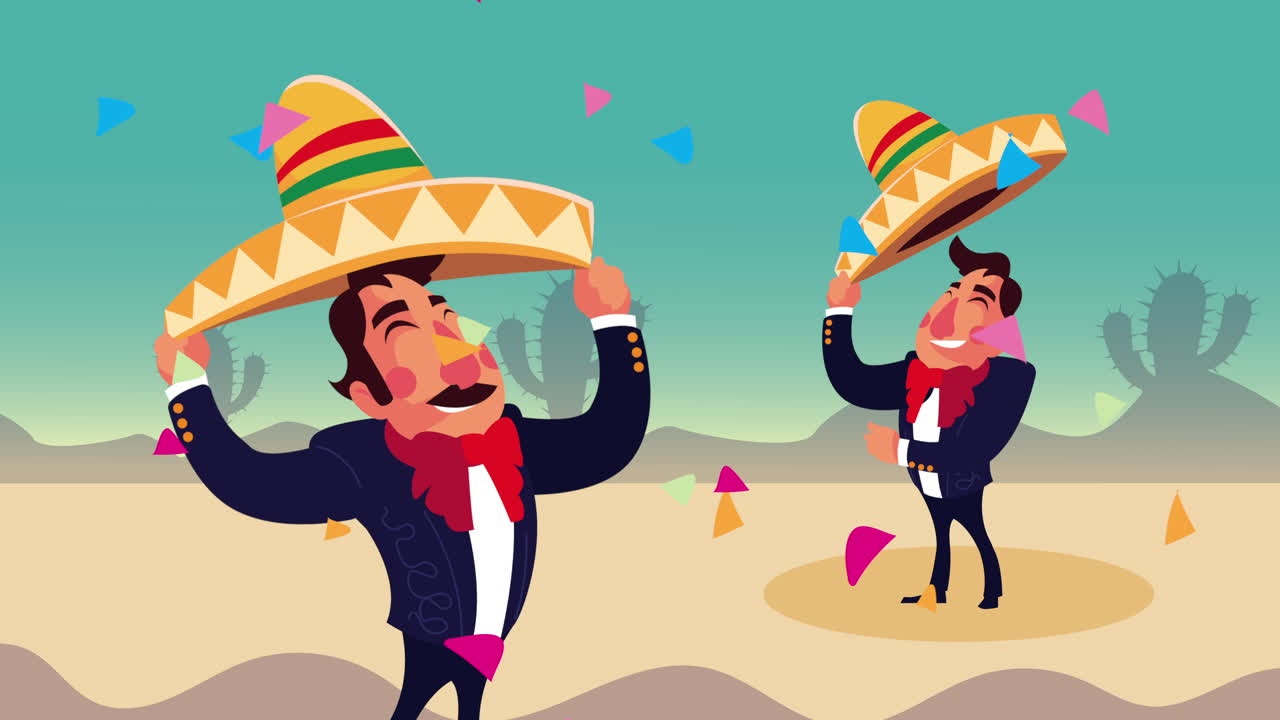mariachi messicani nella scena dei personaggi del deserto