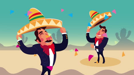 mexican mariachis in desert characters scene