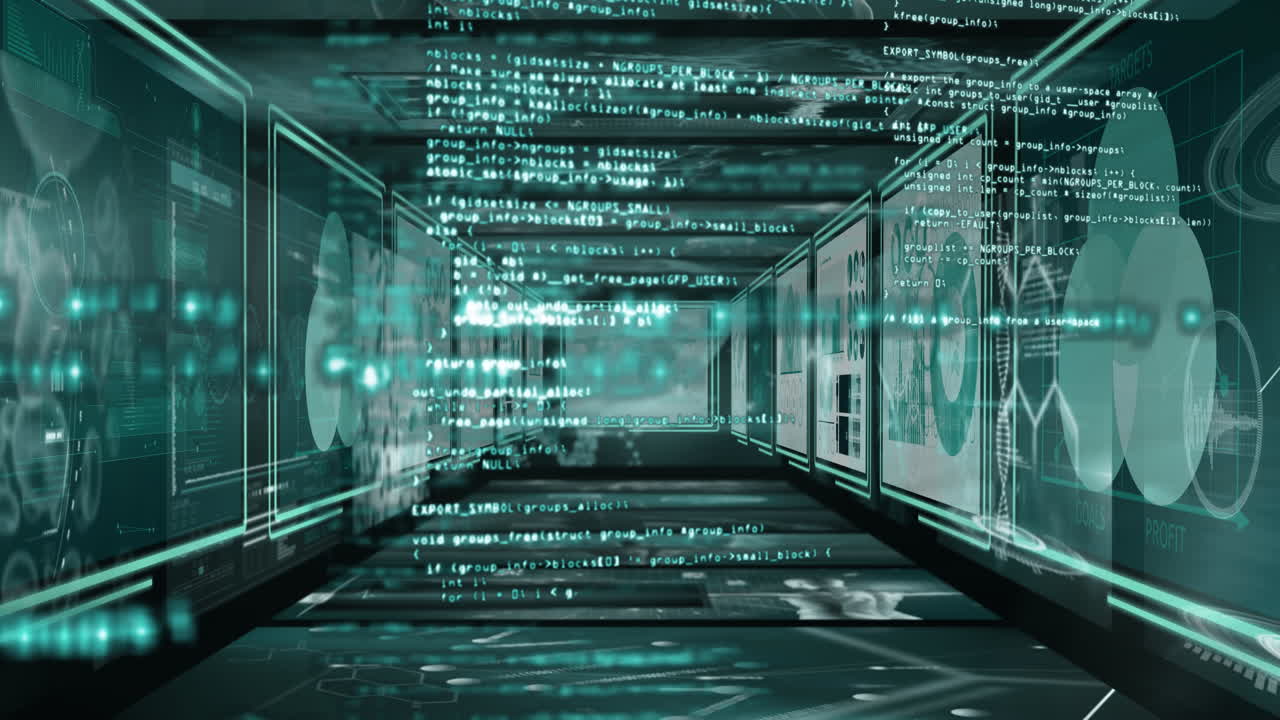 Animation of data processing over diverse information on screens