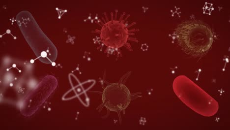 Animation-of-moving-cells-over-red-background