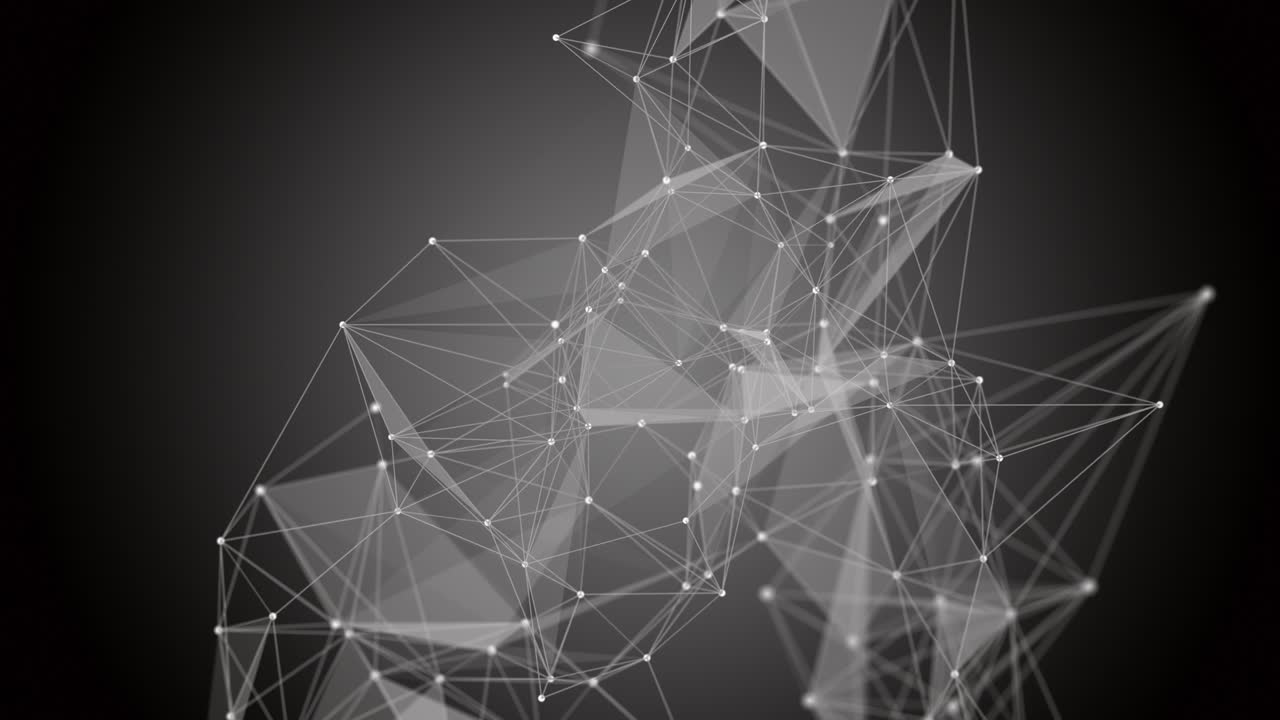 Futuristic plexus animation with glowing triangles in slow motion, 4096x2304 loop 4K