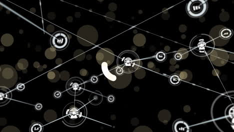 animación de la red de conexiones y puntos sobre fondo negro