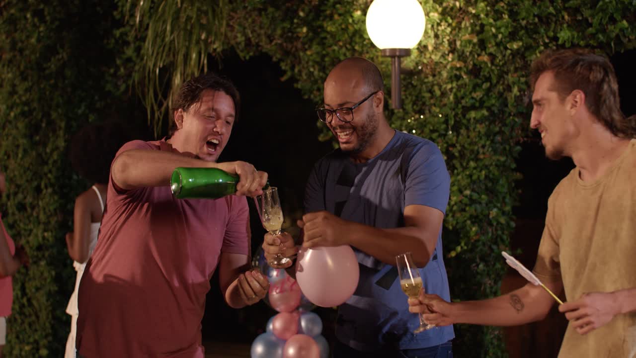 Joyful Gender Reveal Party with Friends and Champagne