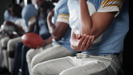 football players in locker room