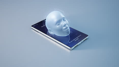 smartphone with virtual face and voice assistant