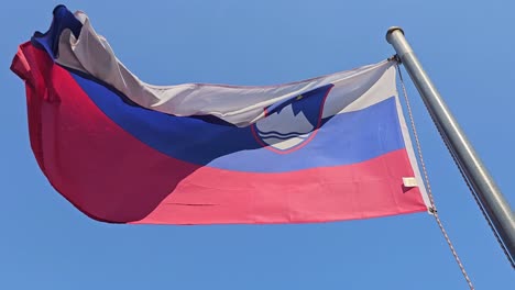 eslovaquia nacionalista emblema de armas símbolo de la bandera ondeando fuertemente