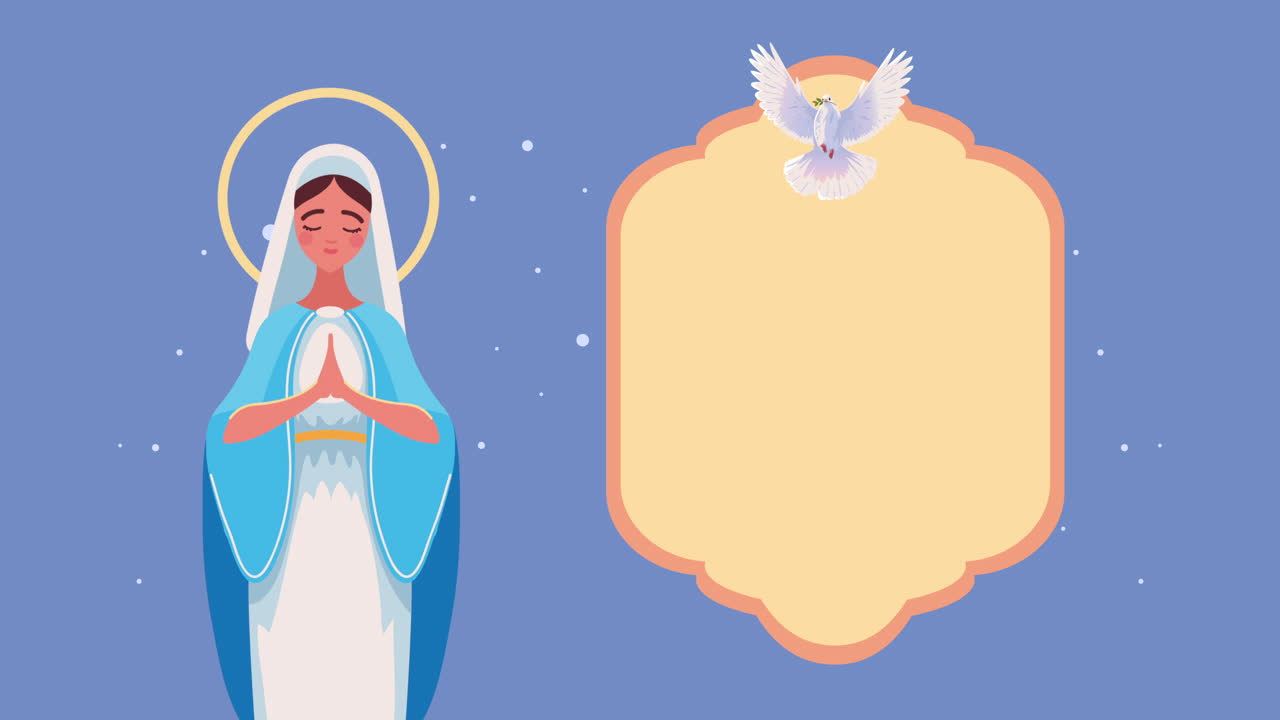 animación religiosa de la virgen maría azul