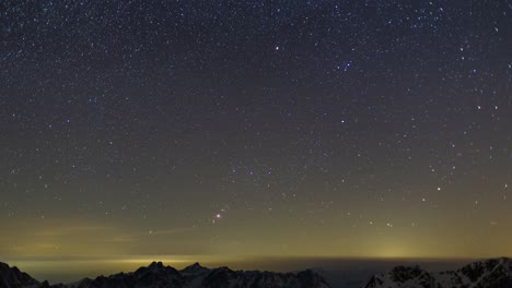 timelapse está mostrando una vista del cielo nocturno desde el pico lomnicky en abril