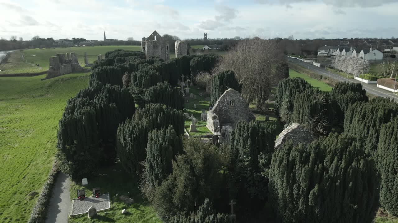 세인트 대성당 에서 자라는 울창 한 초록색 나무 들