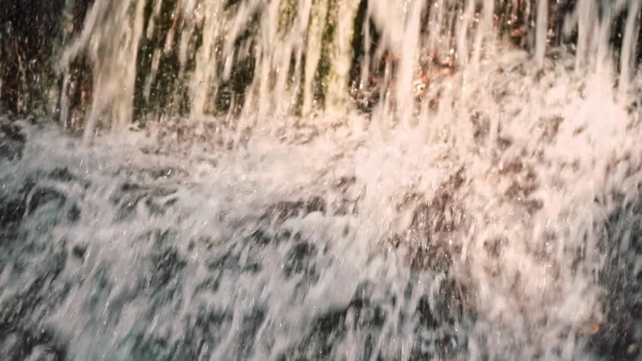 Stunning View Of Stream Flowing Down From The Rocky Mountains Covered With Moss At The Forest In The Valley Of Manali, India. - Tilt-Up Shot