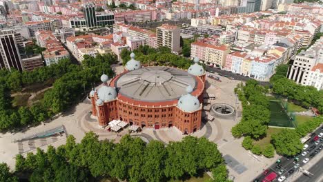 lisbon cityscape campo pequeno building aerial view