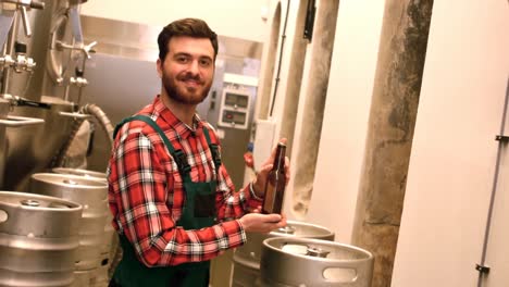 brewery testing beer bottle