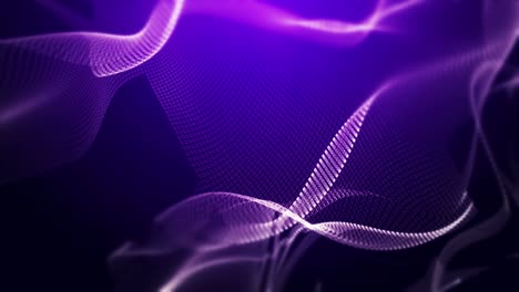 wireframe dynamic polygonal violet grid pattern structure data. rippling motion as abstract mesh waves network. 3d video seamless loop blurred background.