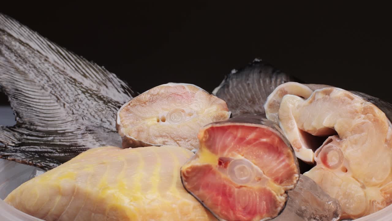Raw Fish Parts on Ice