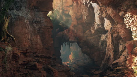 a large cave with a small cave in the middle of it