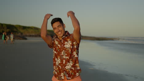 young man running on the sand