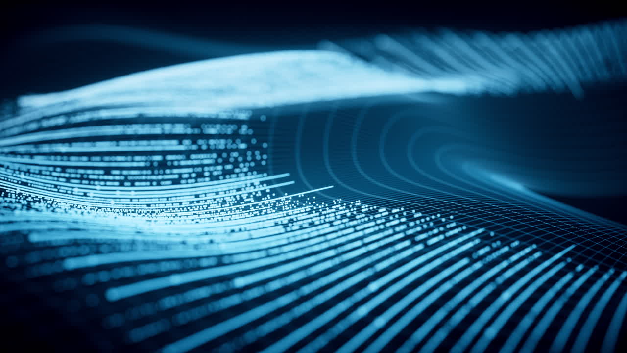 Cyberspace with glowing wave lines, 3d rendering.