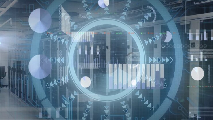 Animation of scope scanning with data processing over server room