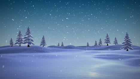 snow falling in a calm snowy landscape at night