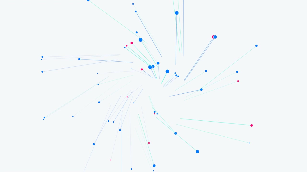 Abstract Motion Graphics of Rotating Blue and Pink Particles