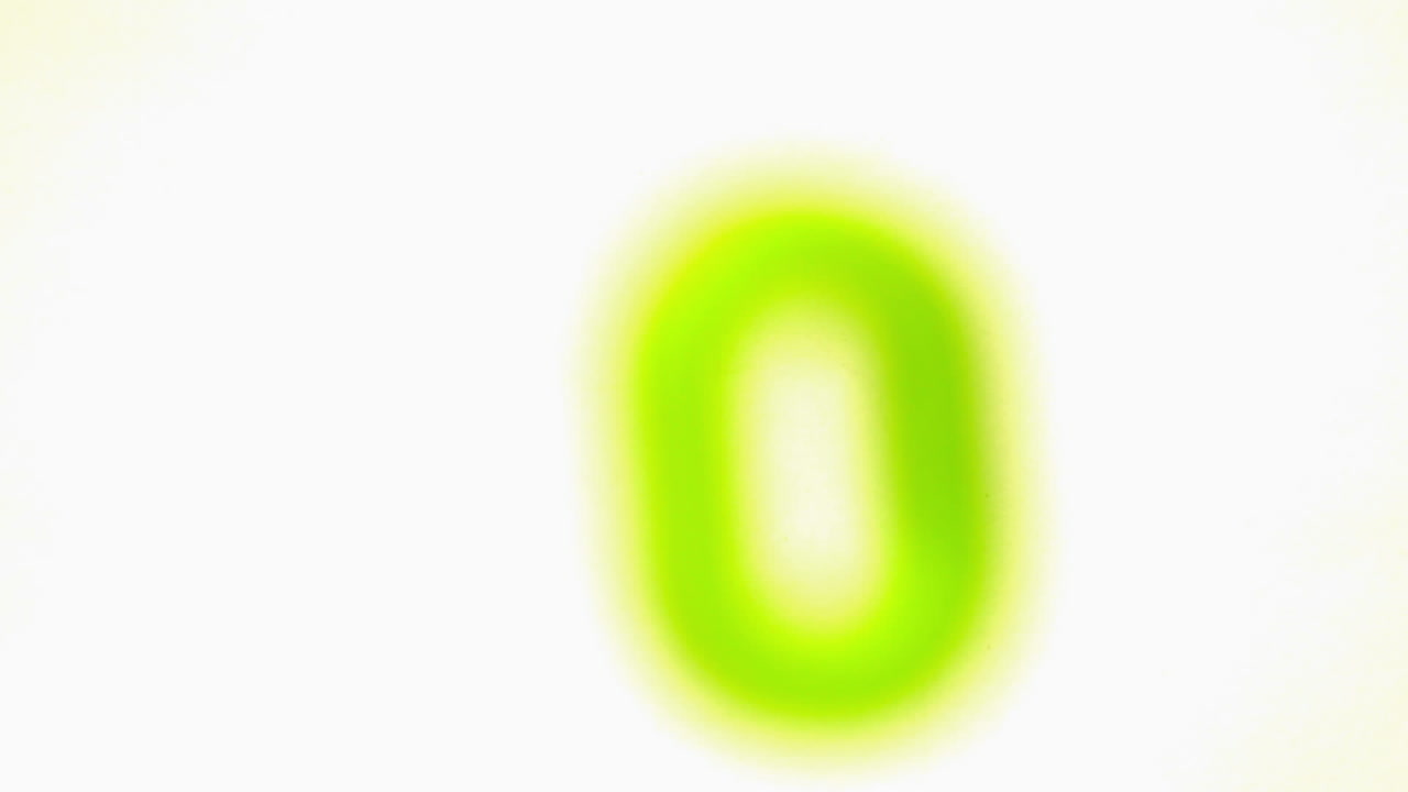 Green number zero lifting off white background