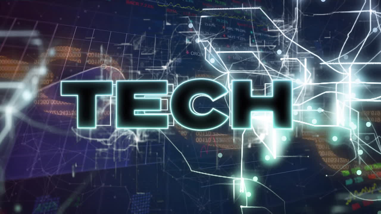 animación de texto técnico y procesamiento de datos en cadena