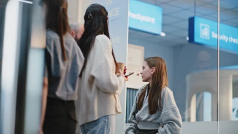 family at airport security check