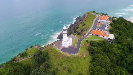 drone captures scenic lighthouse and coastline view