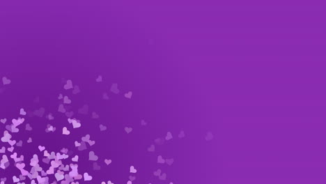purple animated background with floating pink hearts in the corner. abstract love background.