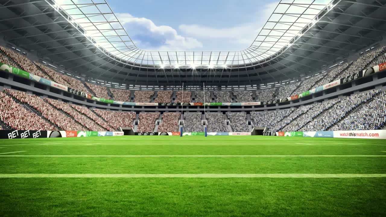 ⁇ 은 날씨 를 가진 럭비 경기장 의 전망