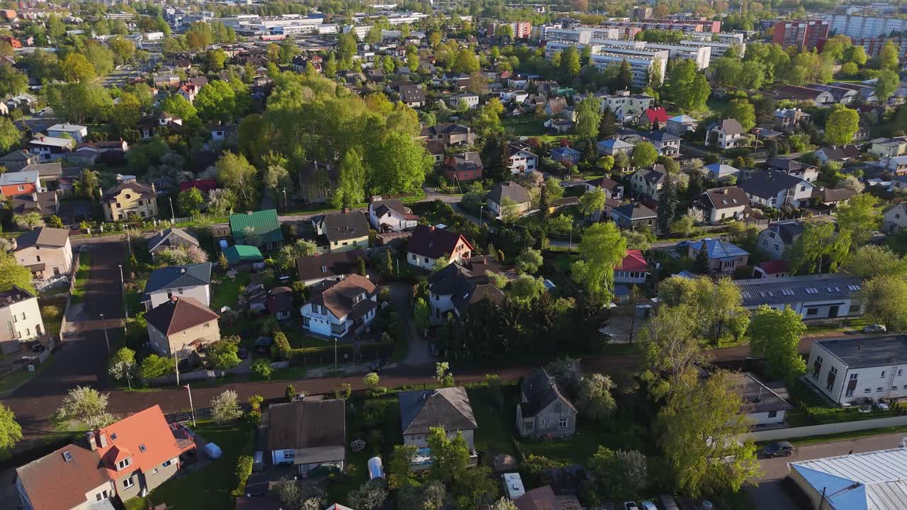 Riga Residential Area: Aerial View of Houses in Purvciems District